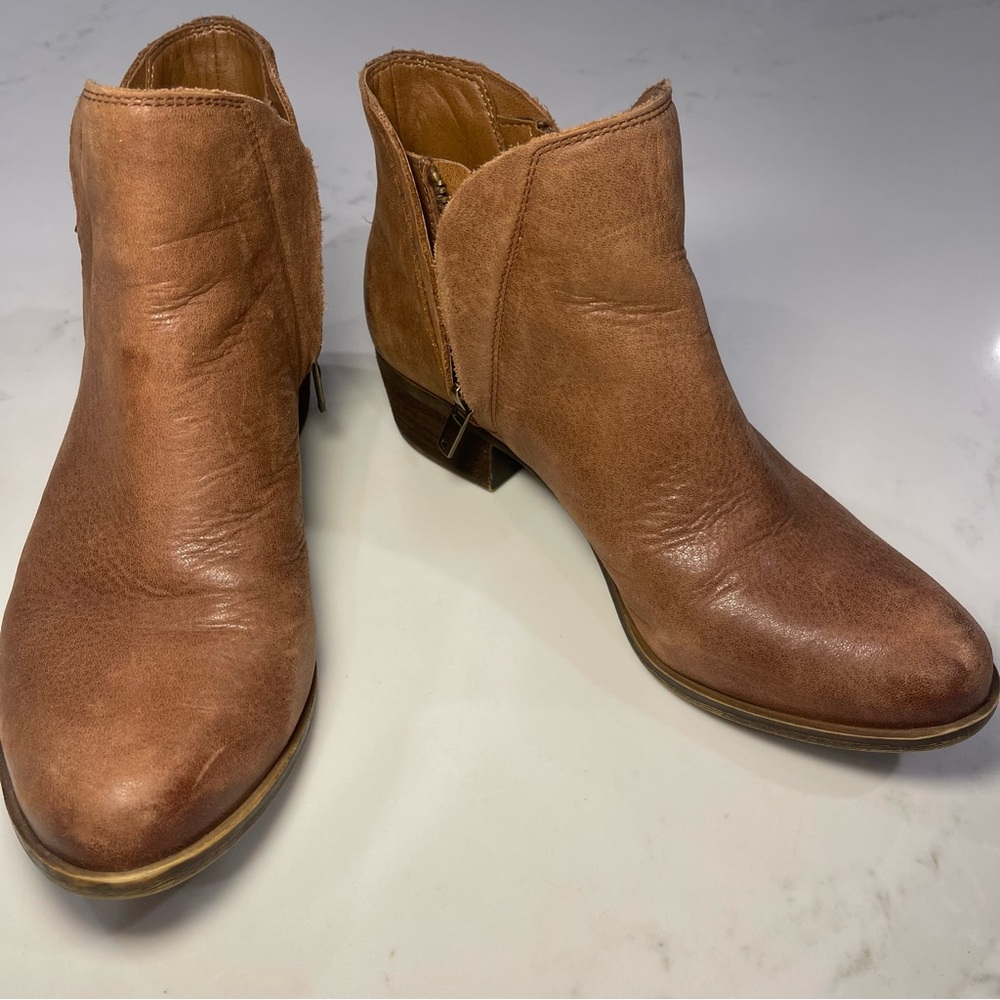 Lucky Brand Chic Brown Leather Ankle Booties w/ zipper detail - Picture 13 of 13